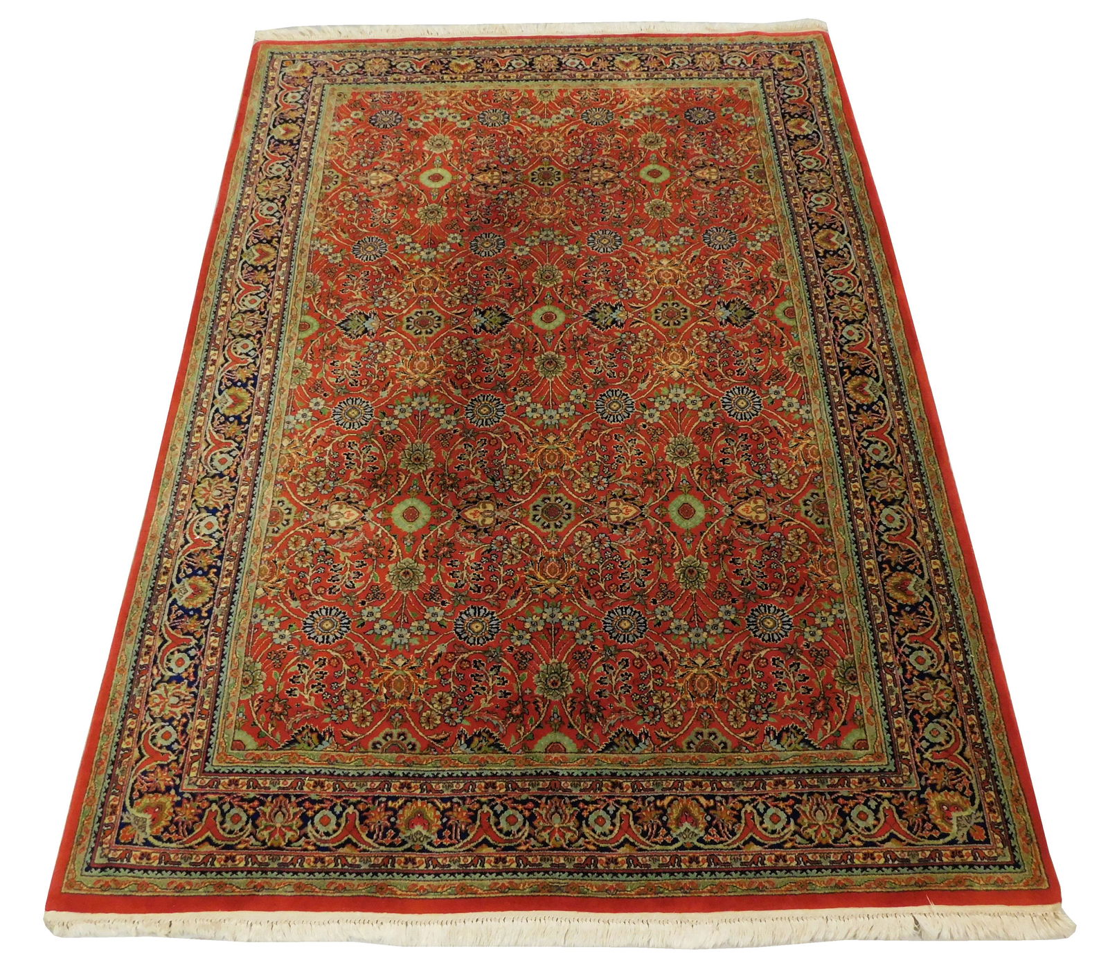 RUG: Modern Persian style carpet, 8' 9" x 6' 2", wool on cotton, hand-woven, allover floral design (1 of 4)