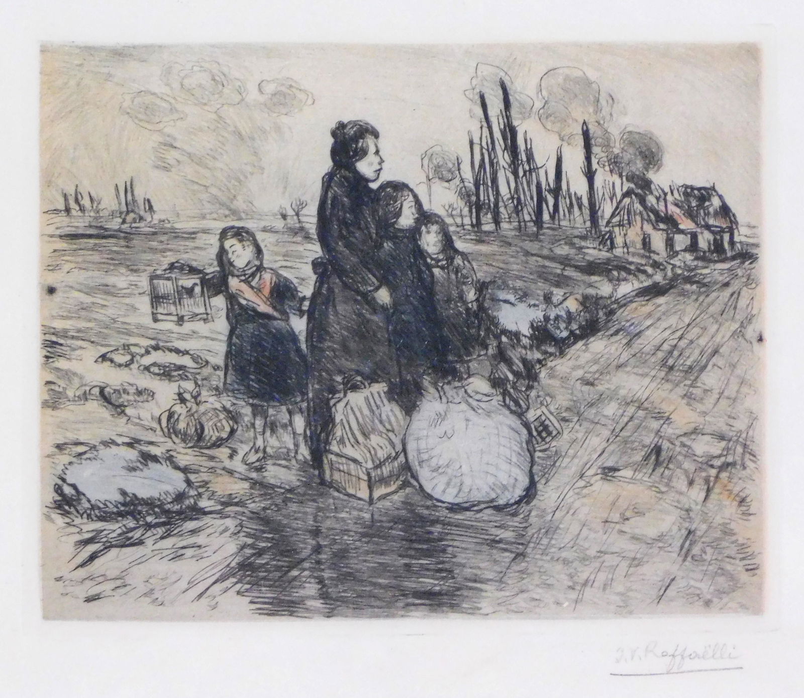 +Jean Francois Raffaelli (French, 1850-1924),"Le Petit Oiseau", 1915, etching in colors, trial proof (1 of 3)