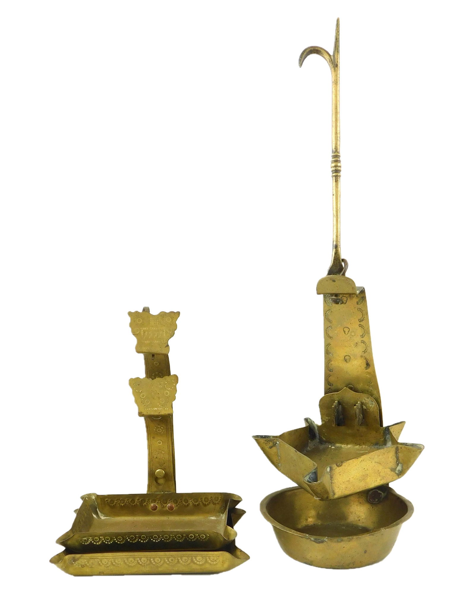 Two crusie oil lamps, one marked 1771, both appear to be 18th C. Continental. (1 of 2)