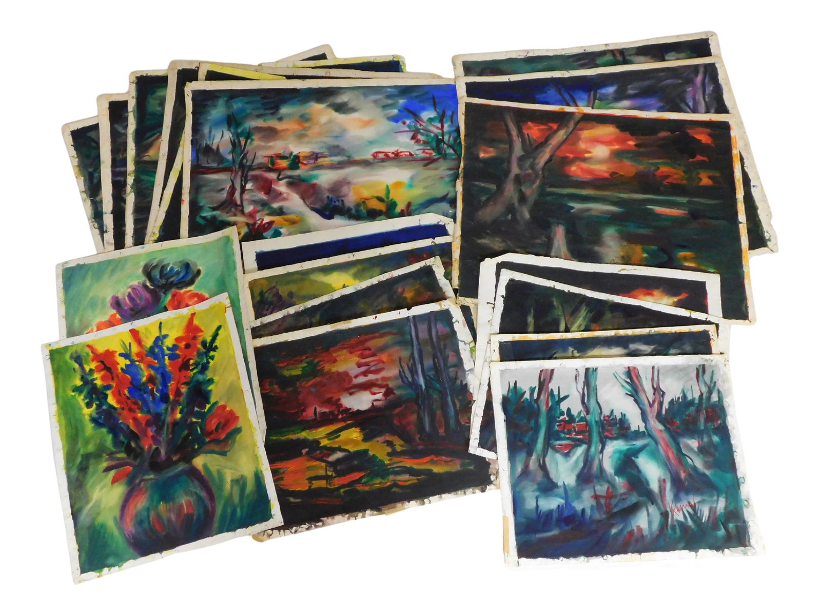 Martin Kainz (American, 1899 - 1982) fifteen plus watercolor paintings, abstract landscapes and (1 of 10)