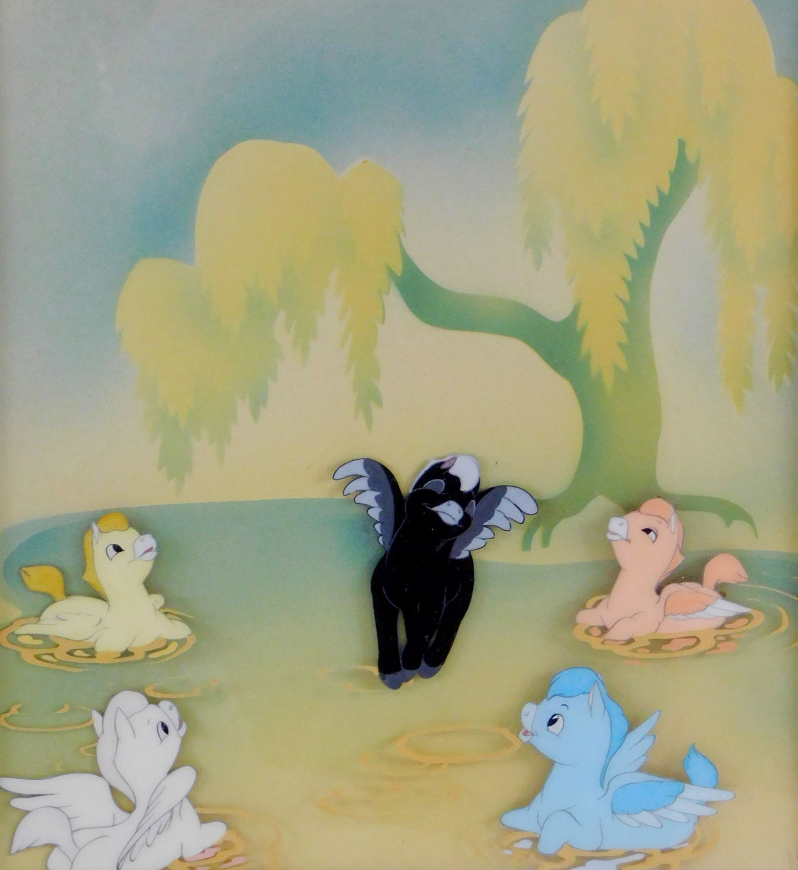 Walt Disney movie celluloid from Fantasia (released 1940) animation cell with painted background (1 of 5)