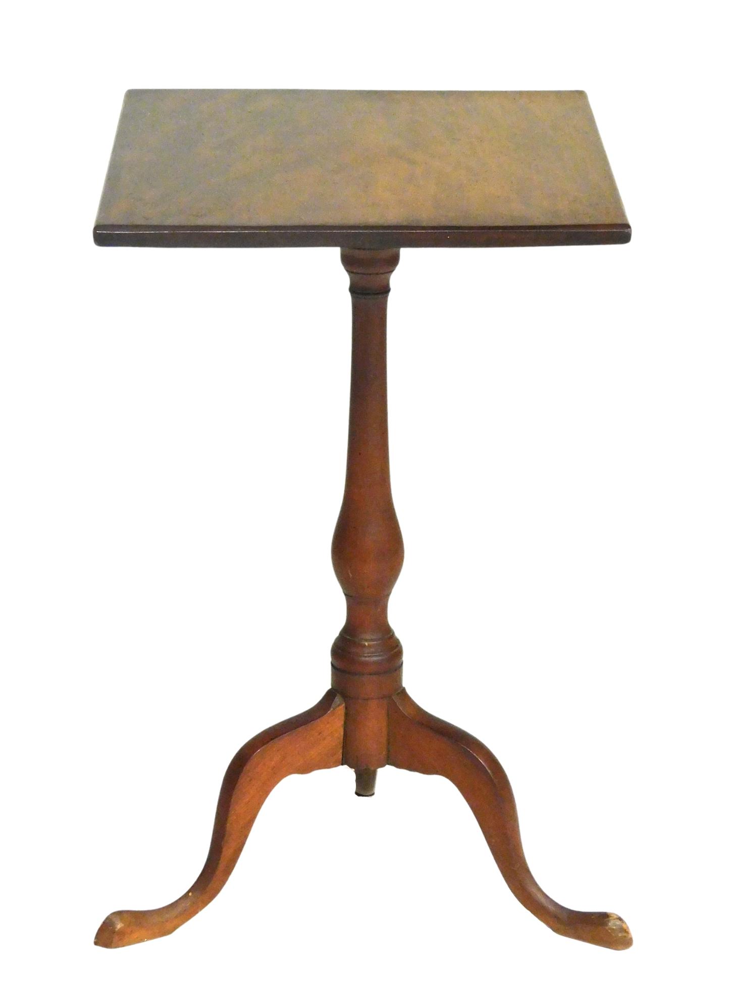 Candlestand, Connecticut, circa 1800, cherry with square, beveled edge top, vase and spool shaped (1 of 3)