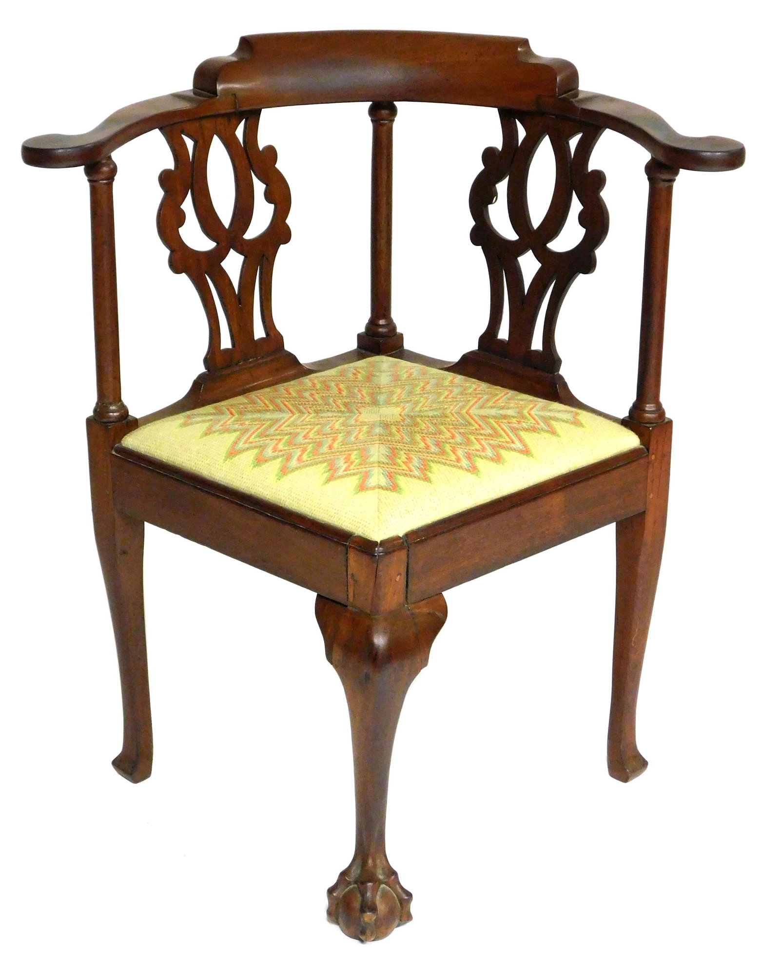Chippendale corner chair, England, c.1760, mahogany, ball and claw front foot, square tapered legs (1 of 5)