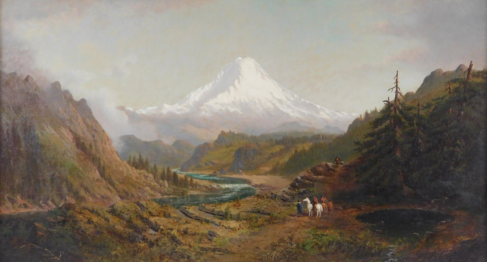 Cleveland Salter Rockwell (American, 1837 - 1907) oil on canvas, 1882, figures on a path, in the (1 of 4)