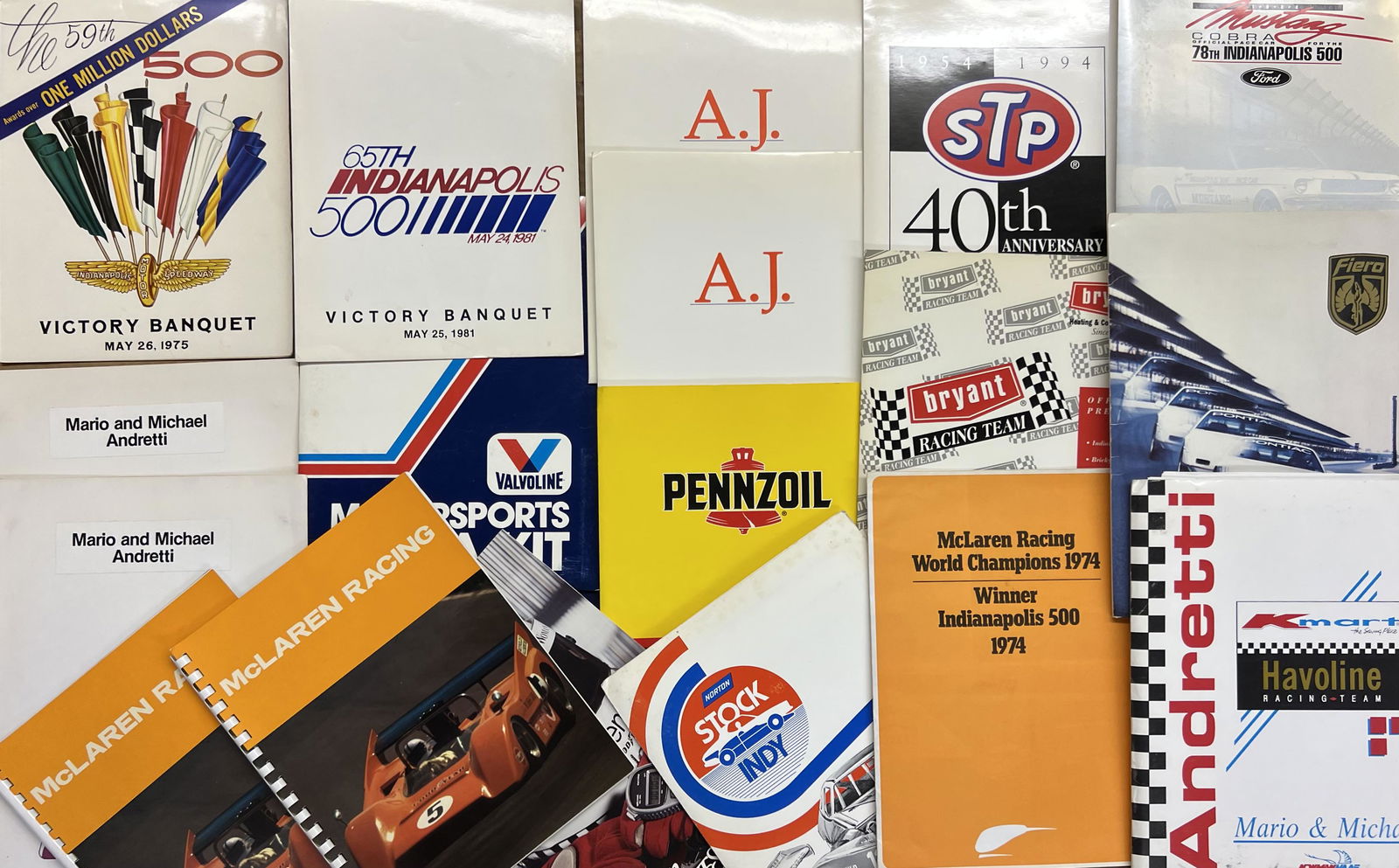 1970’s-1990’s auto race related programs, press kits, etc. for US events, 40 items, very good (1 of 2)