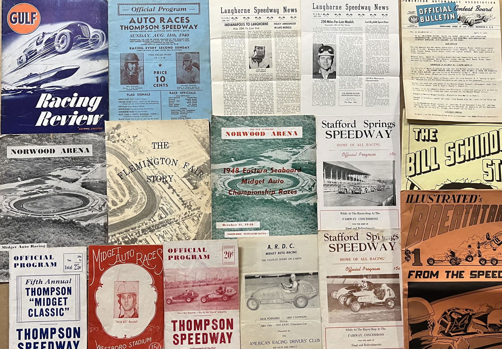 East Coast race related items - pictorials, participants and media programs, tickets, 1920’s-1930’s (1 of 3)