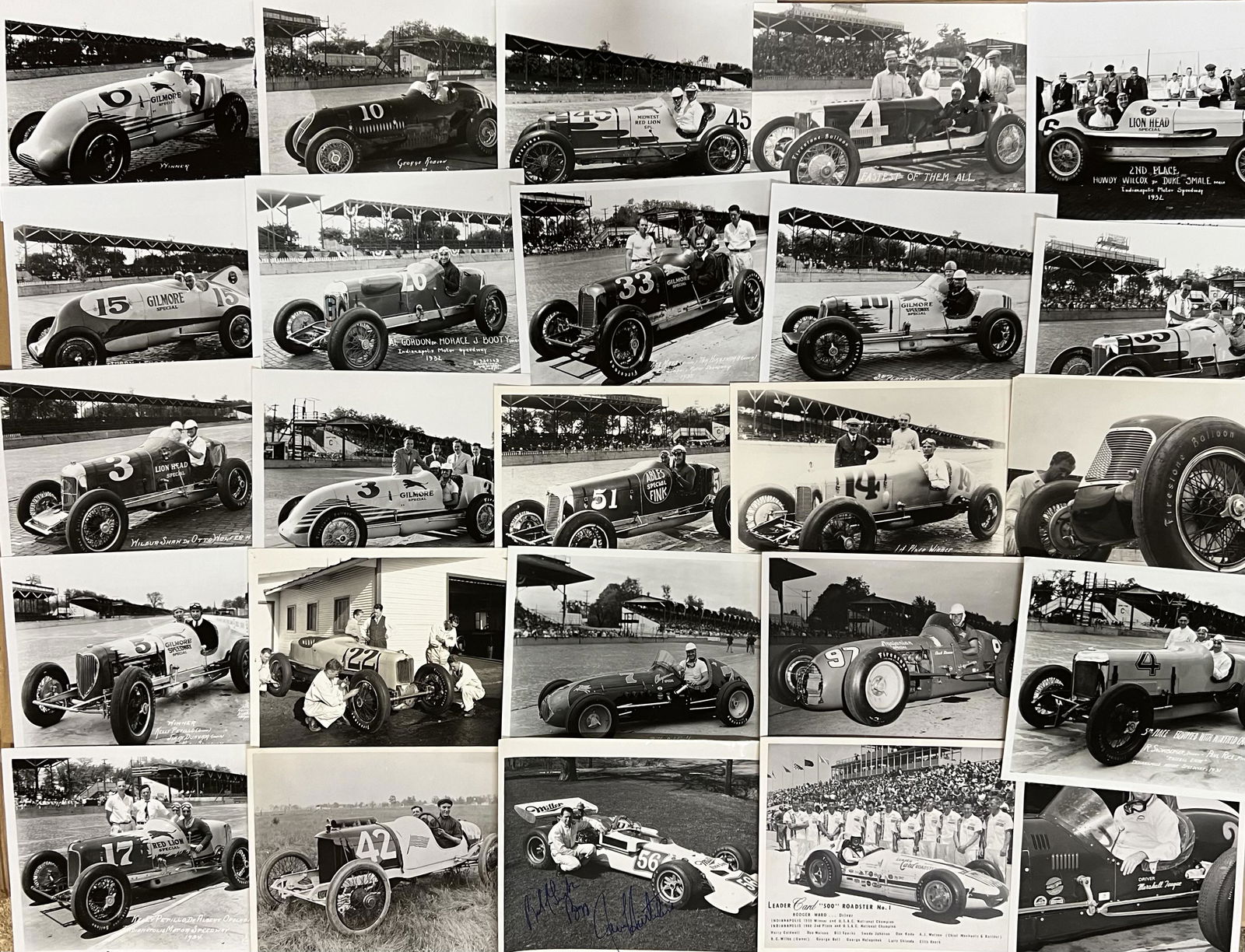 Seventy five Indy 500 Speedway photos, 8 x 10, 1920’s-1960’s, most are Speedway issued, a few (1 of 3)