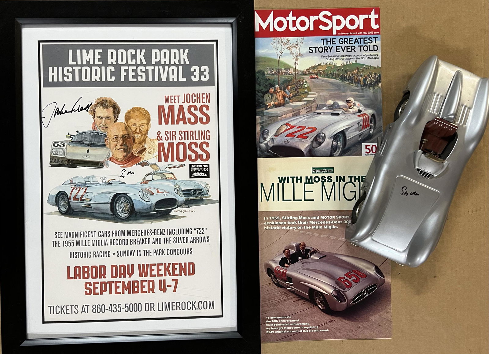 Stirling Moss, Denis Jenkinson 1955 Mille Miglia winning 300 SLR Mercedes items, 1990’s Marklin (1 of 2)