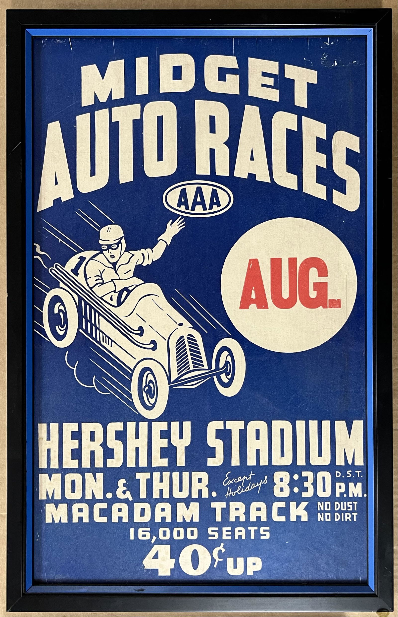 Original late 1940’s-early 1950’s Hershey Race poster, AAA Contest Board sanctioned race, framed 15 (1 of 1)