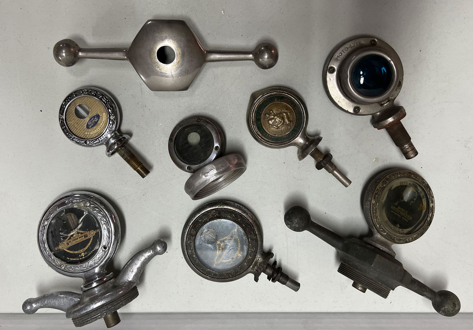 Motormeter and cap collection - St Christopler face, blue Moto Lite and others, good to VG (1 of 2)