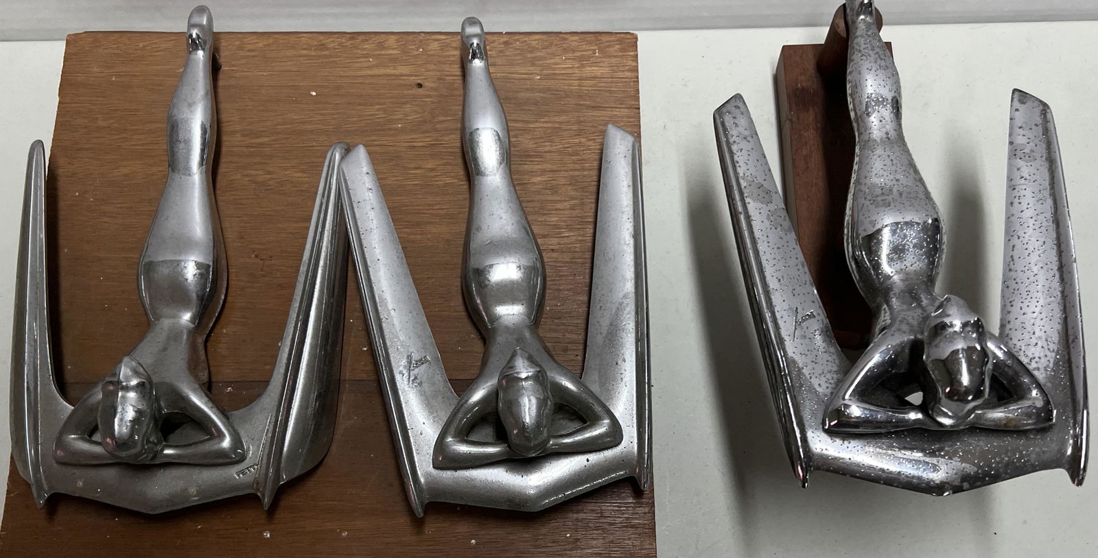 Three 1950’s Nash woman mascots, two will clean up and look good, one has some pitting. (1 of 2)