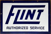 Flint Authorized Service double sided porcelain sign, 30 x 20, few minor flaws shown in photos.