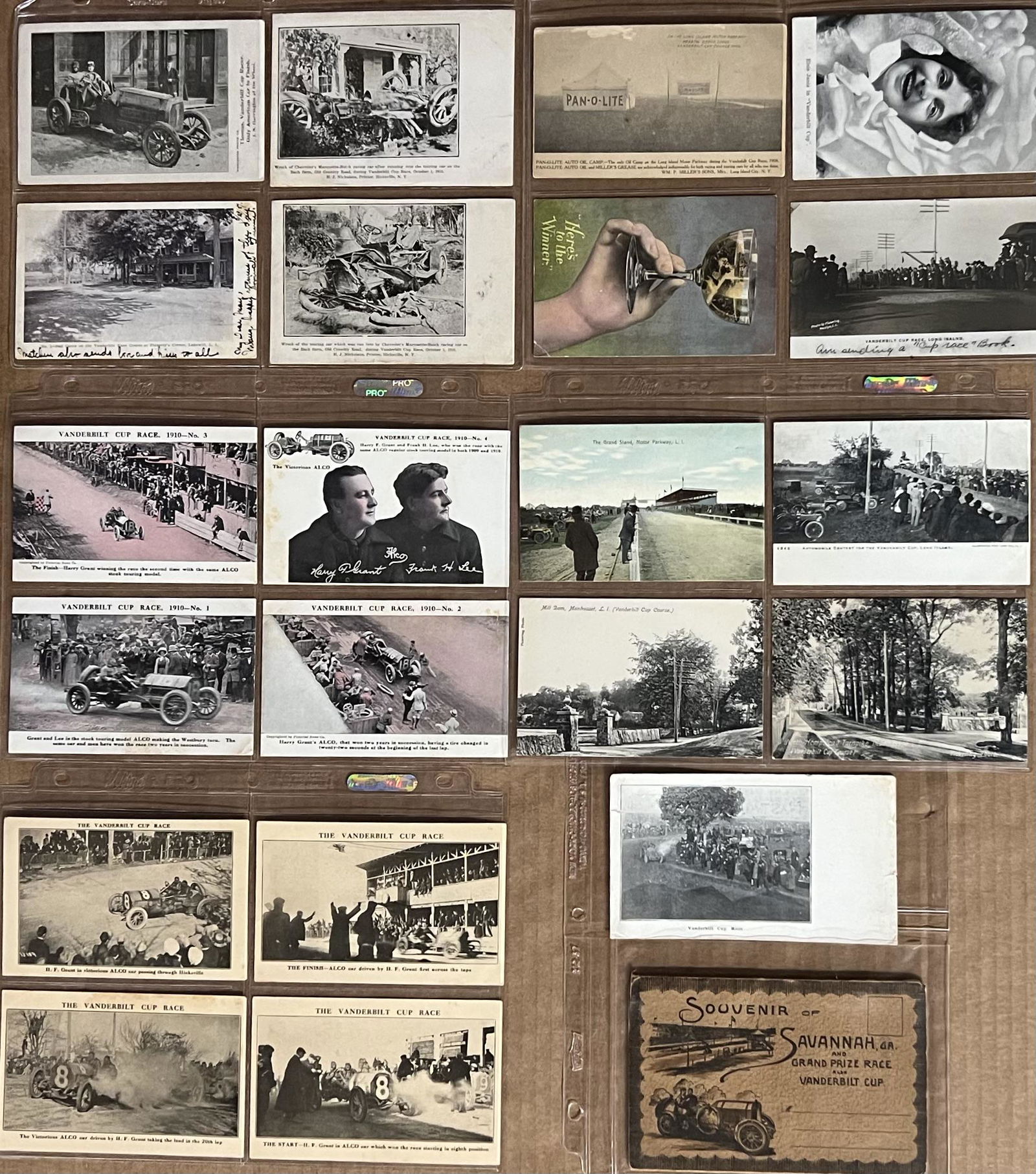 Twenty two original period Vanderbilt Cup related postcards, all in VG condition. (1 of 3)