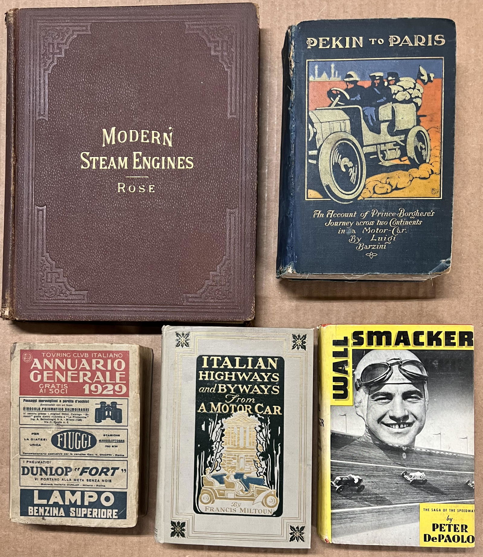 Five older collectible books -1893 Modern Steam engines, Rose, 1908 Pekin to Paris, Barzini, 1909 (1 of 3)