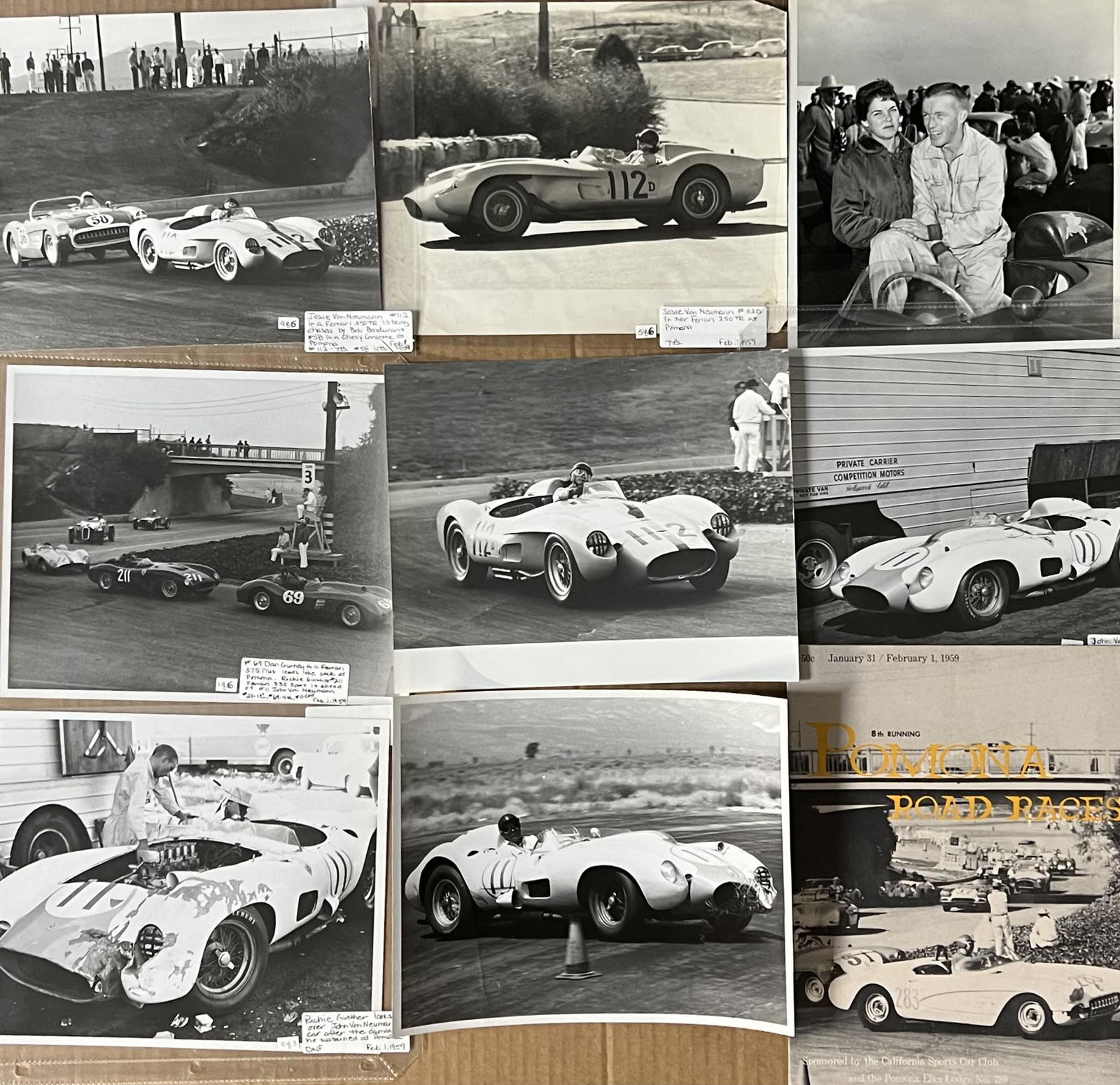 Pomona 1/31-2/1/1959 - eight 8 x 10 photos, photographers stamps on back, race captioned with event (1 of 3)