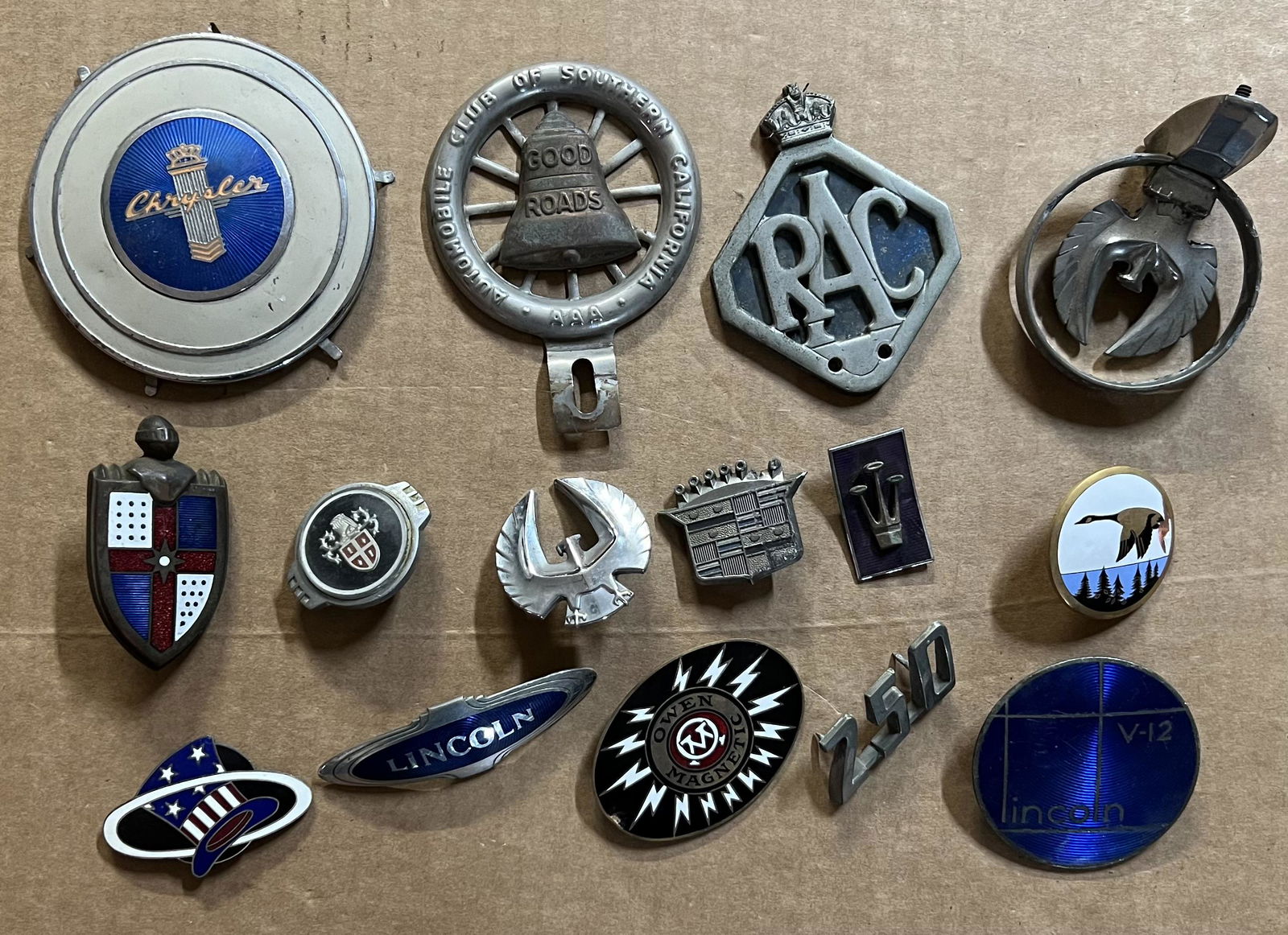 1920’s - 1940’s emblem and badge collection - original 1933-1934 Lincoln grill badge, original K (1 of 3)