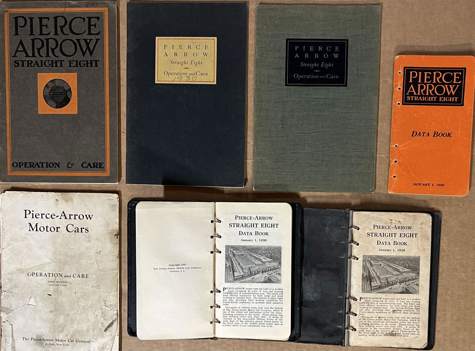 Eight cylinder Pierce Arrow items - 1929, 1930, 1931 manuals in VG condition, 1929 Data Book in VG (1 of 1)