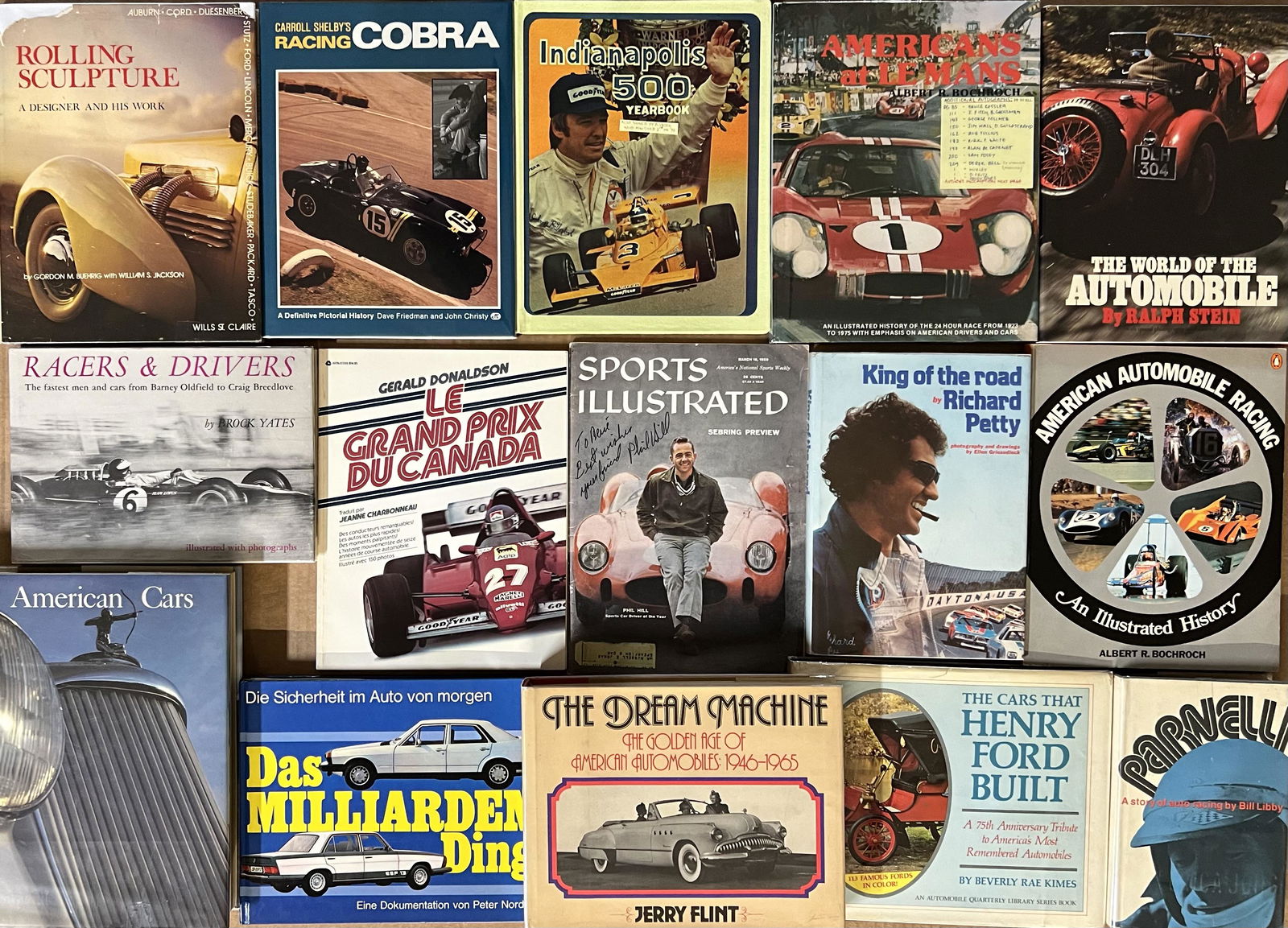 Rene Dreyfus book collection - American subject cars and drivers, autographed by the author or the (1 of 3)