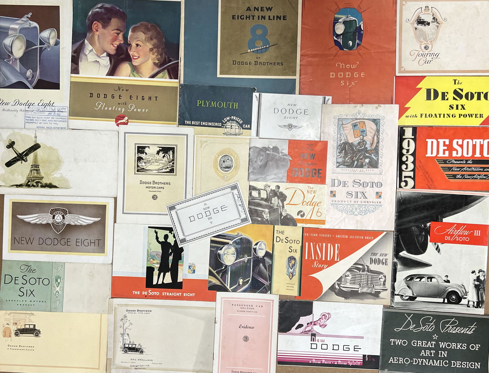 1920’s - early 1940’s Dodge, DeSoto, Plymouth brochures, 42 items, good to VG condition. (1 of 3)