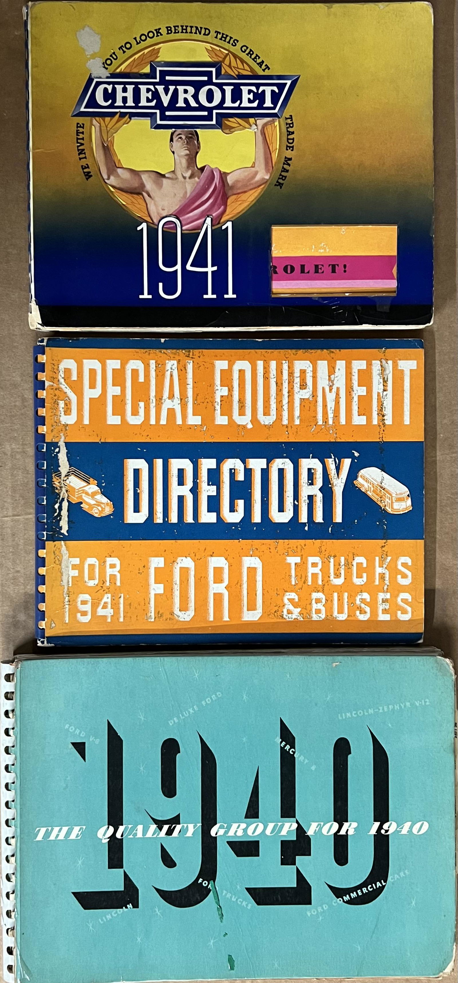 Three dealer albums - 1941 Chevrolet, minor cover wear, 80 pgs, 1941 Ford Truck Special Equipment, (1 of 4)