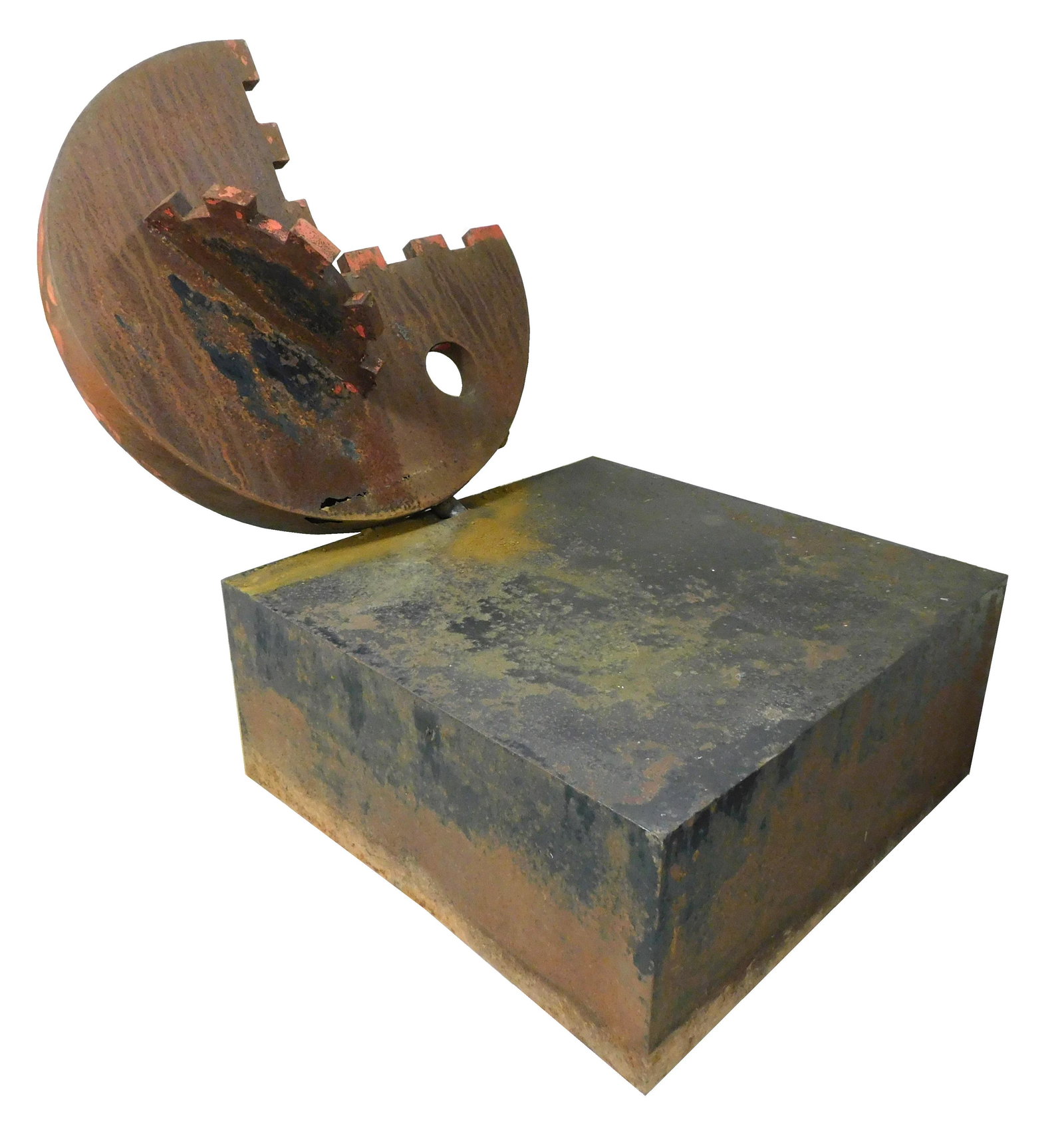 +Morton Fishman (American, 1936 - 2018), large "Gear" sculpture mounted on very large metal box (1 of 4)