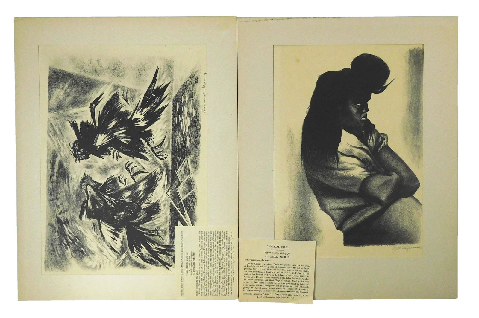 Ignacio Agurre and Edward Chavez, two matted Mexican themed lithographs distributed by Associated (1 of 7)