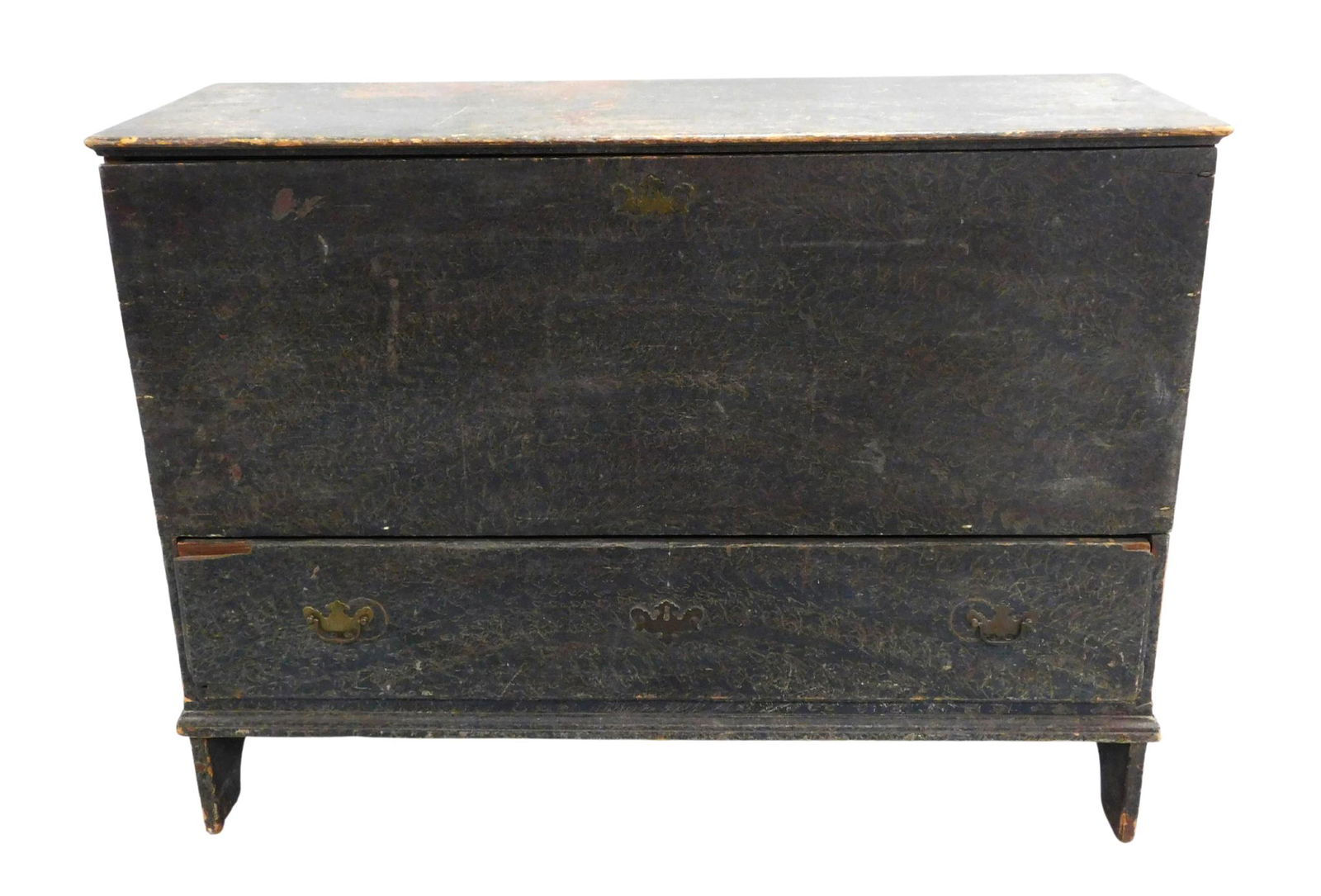 Blanket Chest with drawer, late 18th/ early 19th C., American, likely New York, early green paint (1 of 3)