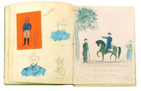 CIVIL WAR: 19th C. sketch book, featuring sketches of Union soldiers, horses, Union symbolism, and