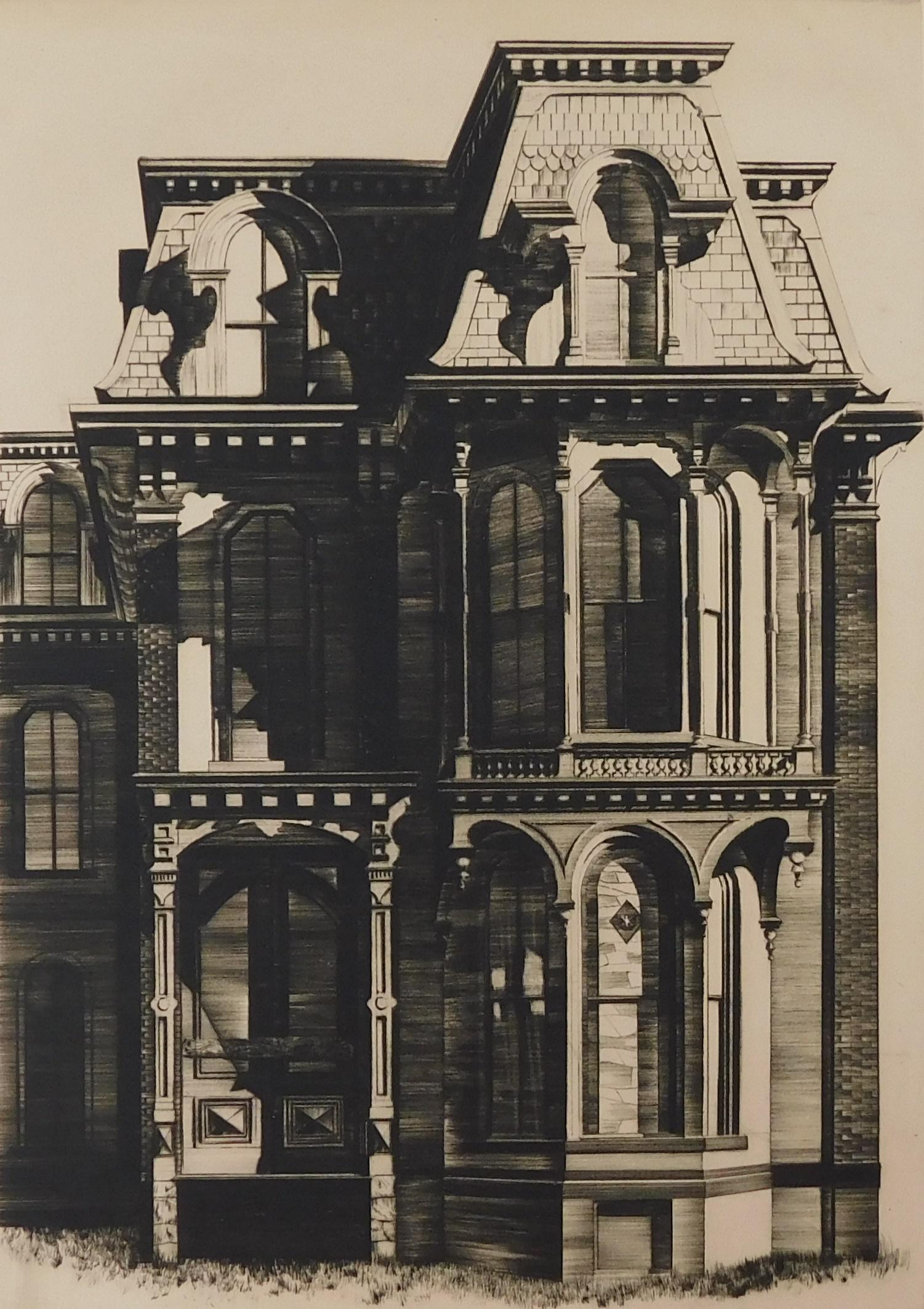 Lawrence Kupferman (American, 1909-1982), â€œSaratoga Springs Victorianâ€, lithograph, depicting a (1 of 4)