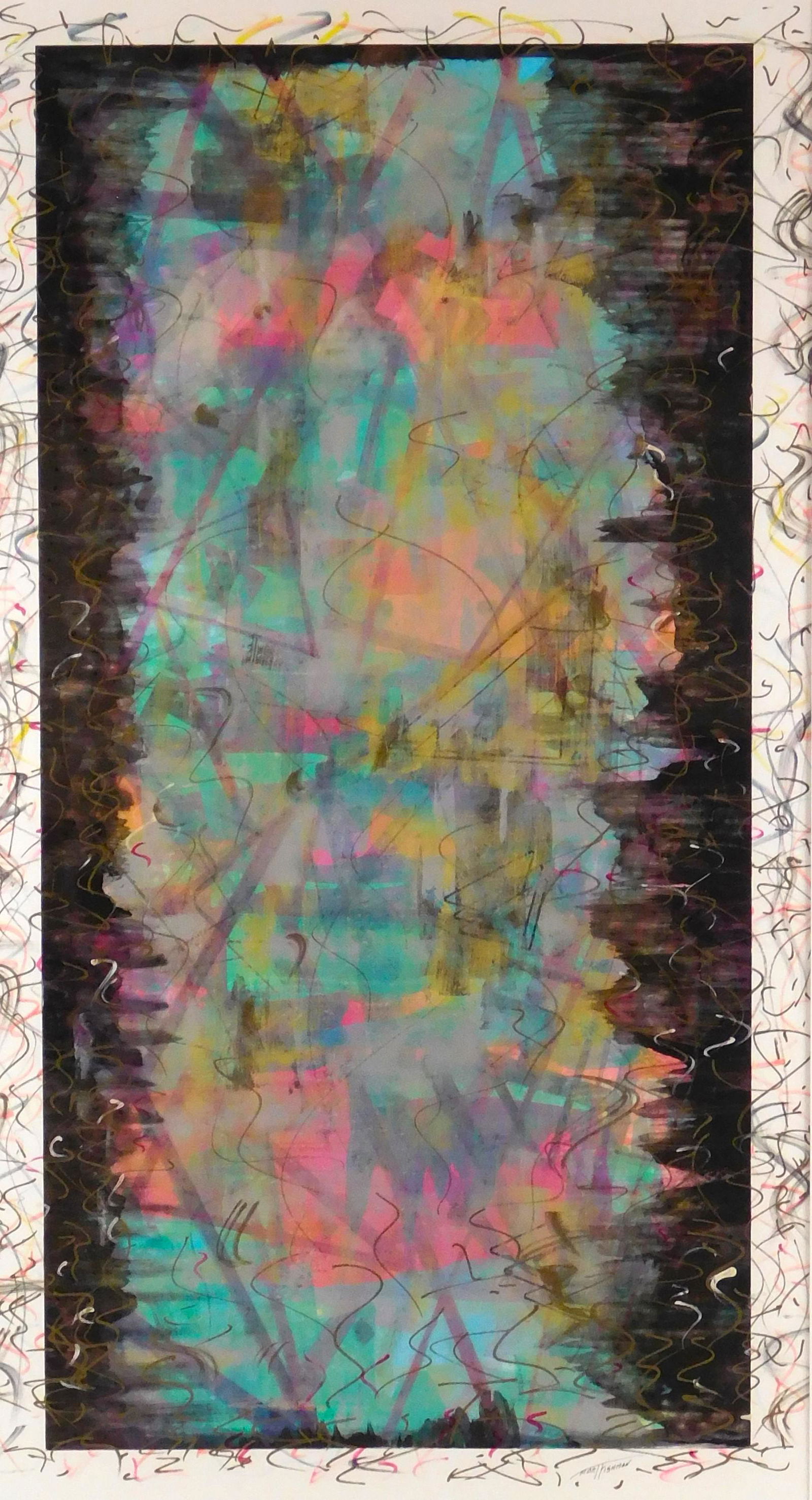 Morton Fishman (American, 1936 - 2018) "Everglades #200", abstract mixed media, pastel colors (1 of 3)