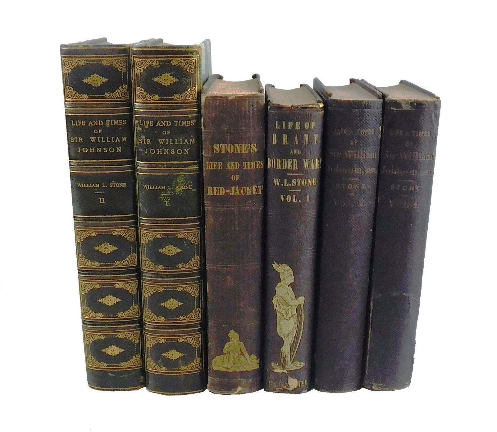 BOOKS: Six volumes by Stone, William L. including: "Life and Times of Sir William Johnson" Albany, (1 of 7)