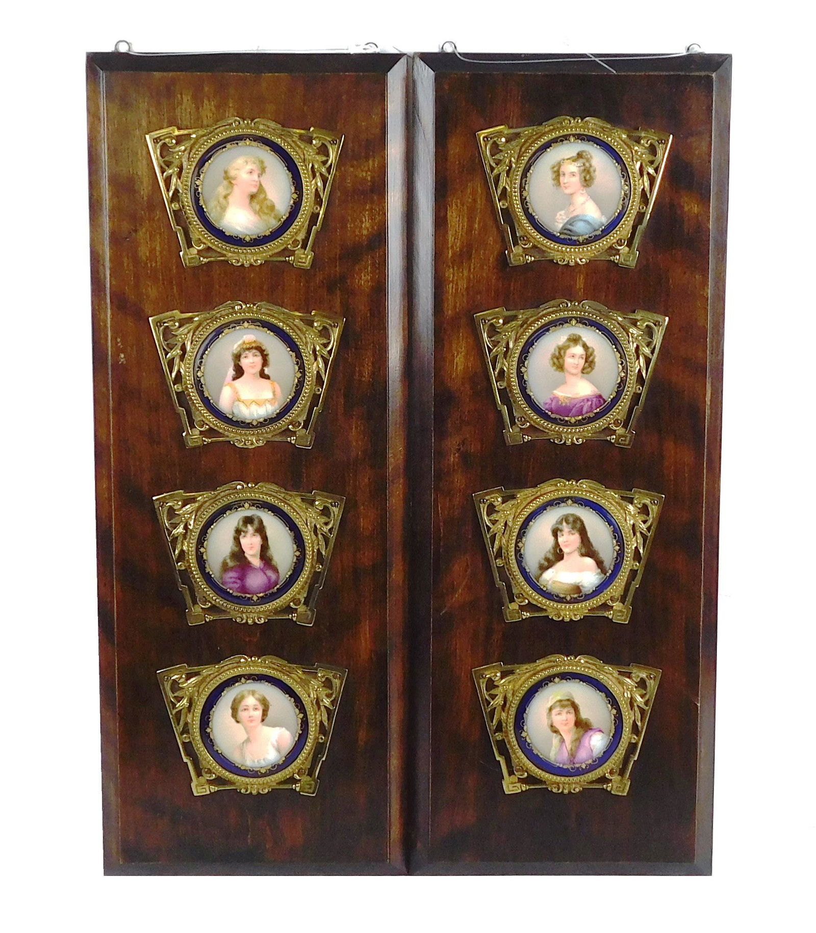 Eight Sevres style hand-painted miniature portraits on porcelain, Continental, late 19th/ 20th C., (1 of 3)
