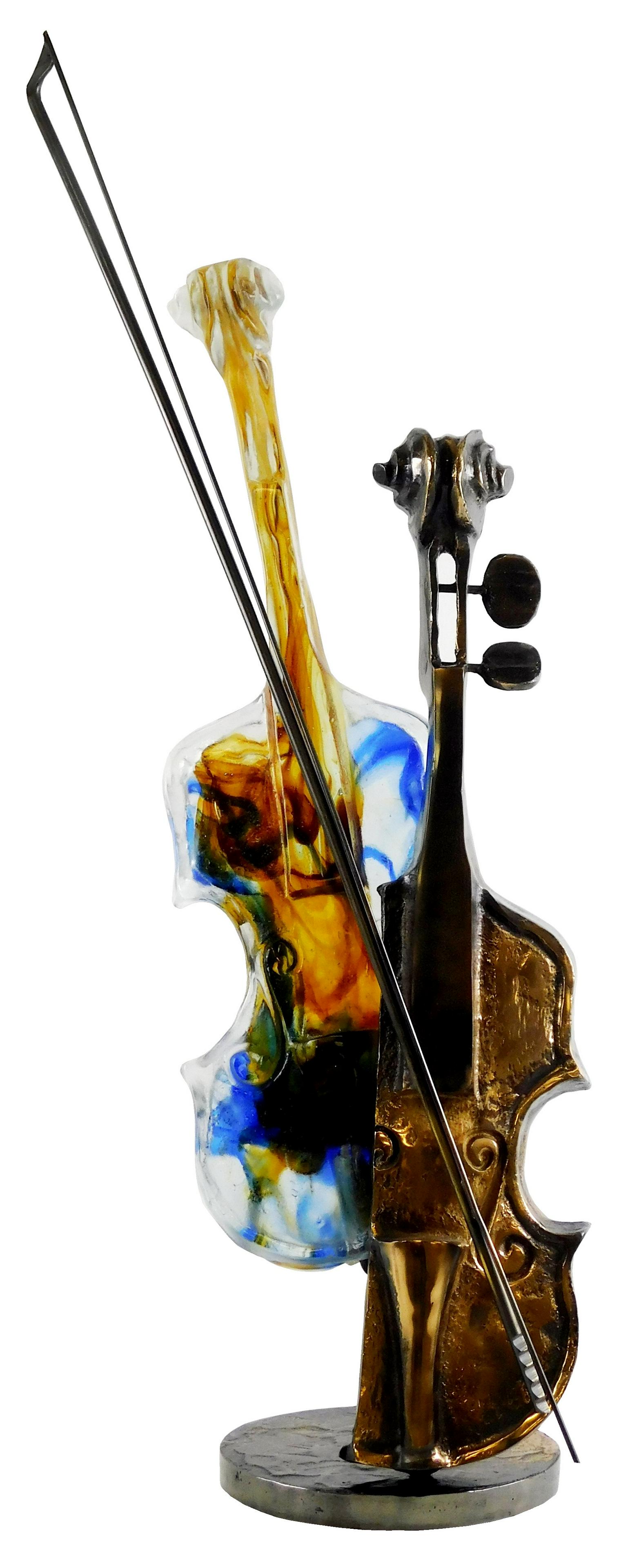 +Yves Lohe (French, b. 1947) "Maxi Violin Haut" bronze and glass sculpture of violin, features a (1 of 4)