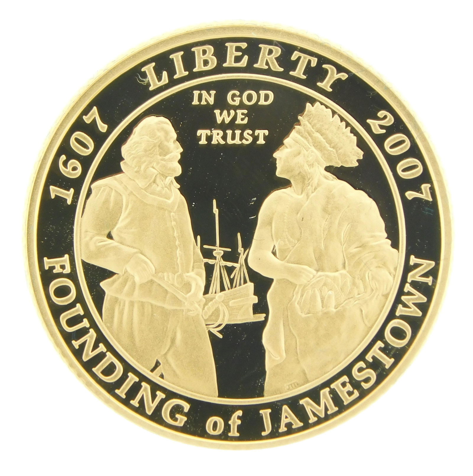 COIN: U.S. Mint, 2007 Jamestown $5 gold coin, proof, original packaging. (1 of 3)