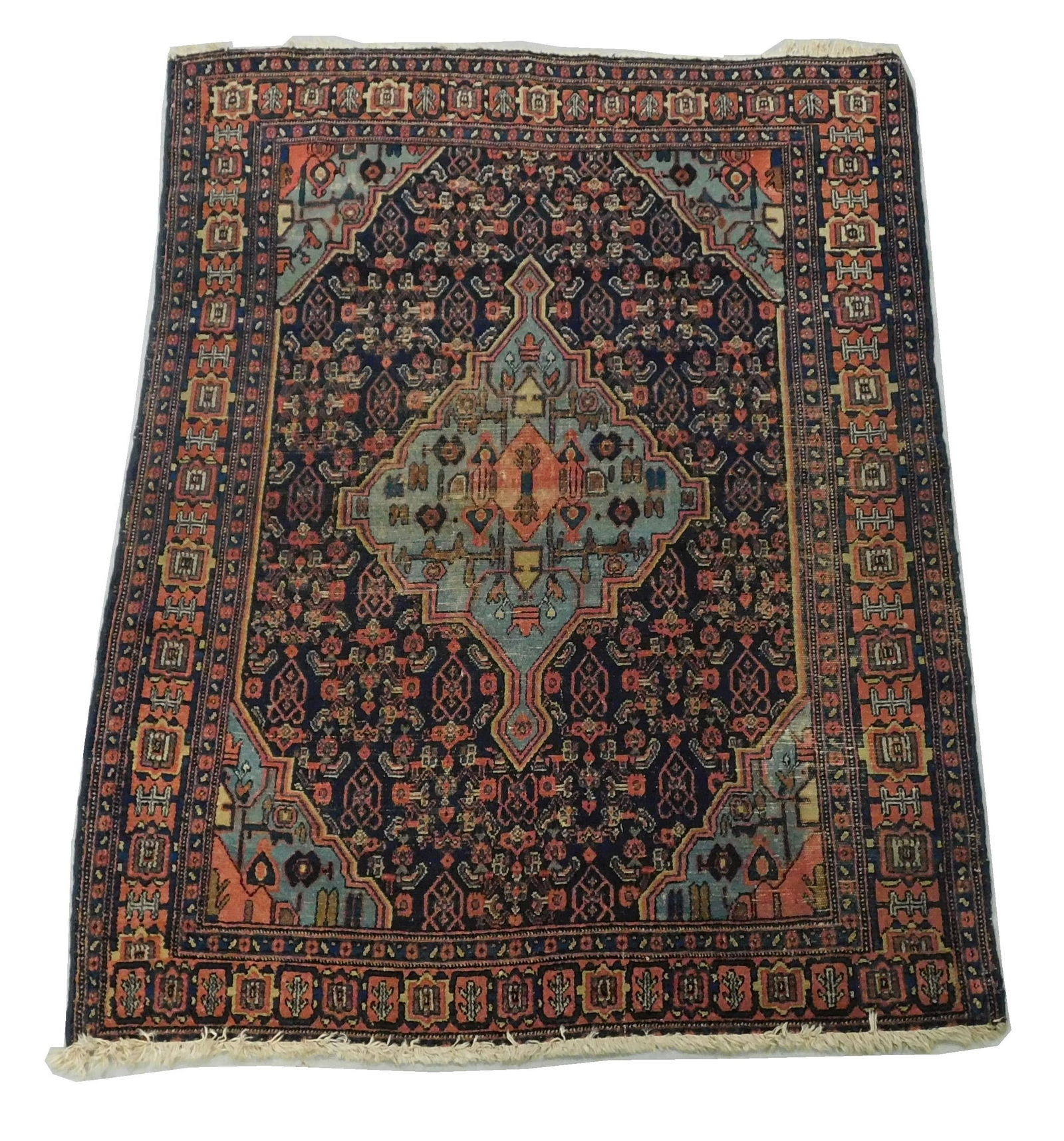 RUG: Antique Senna, 4' 8" x 3' 5" 3/4", wool on cotton, black field, single medallions, accent (1 of 3)