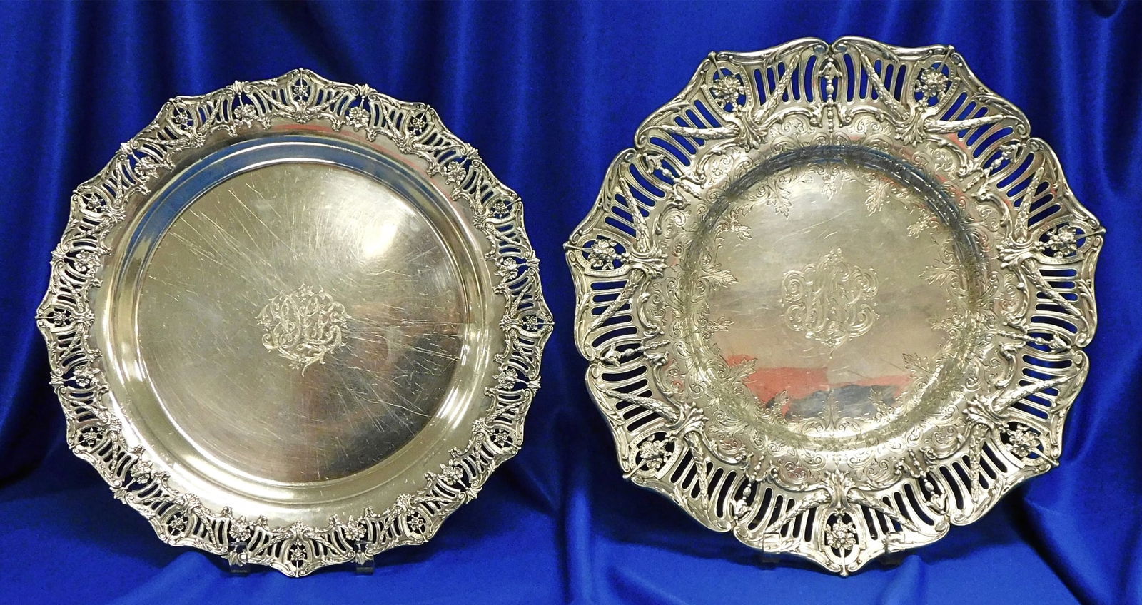 STERLING: Two graduated sterling silver trays by Graff Washbourne & Dunn, New York, N.Y., (1 of 11)