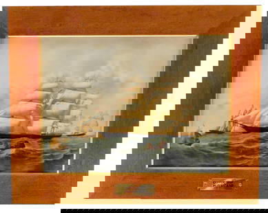 Wedgwood porcelain plaque with depiction of the clipper ship Hurricane, after painting by James E.: Wedgwood porcelain plaque with depiction of the clipper ship Hurricane, after painting by James E. Buttersworth, marked verso "Wedgwood of Etruria & Barlaston Made in England", along with a descriptio