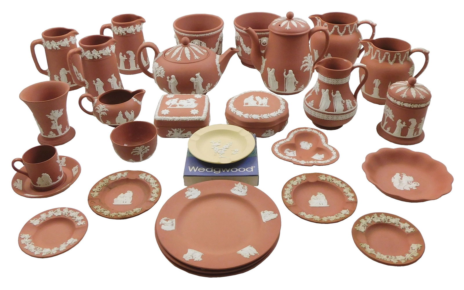Twenty-eight pieces of 20th C. Wedgwood jasperware, including: twenty-seven pieces of terracotta (1 of 6)