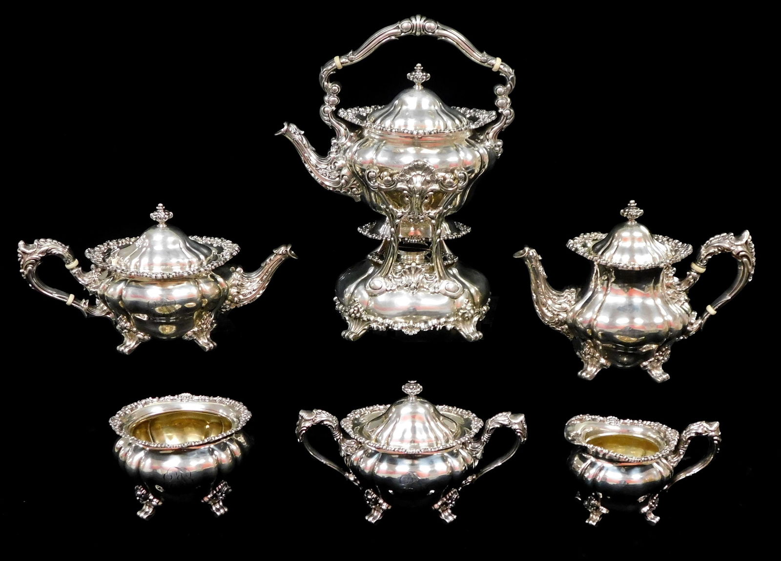 UPDATED WEIGHT- 169.8 OZT.- STERLING: Seven piece tea and coffee service by William B. Durgin C., Pr (1 of 11)