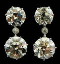 JEWELRY: Antique 14K hand-fabricated drop earrings with four round diamonds with GIA reports, includ