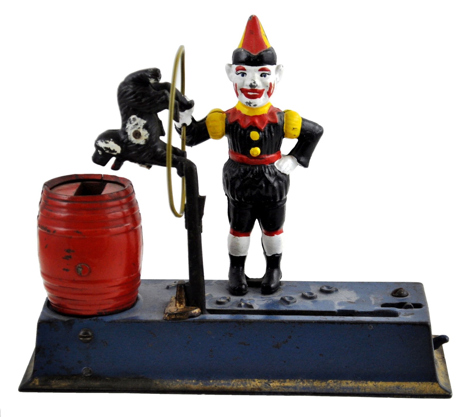 Hubley Mfg. "Trick Dog" mechanical bank, solid base, coin goes is dog's mouth, when lever is release (1 of 5)