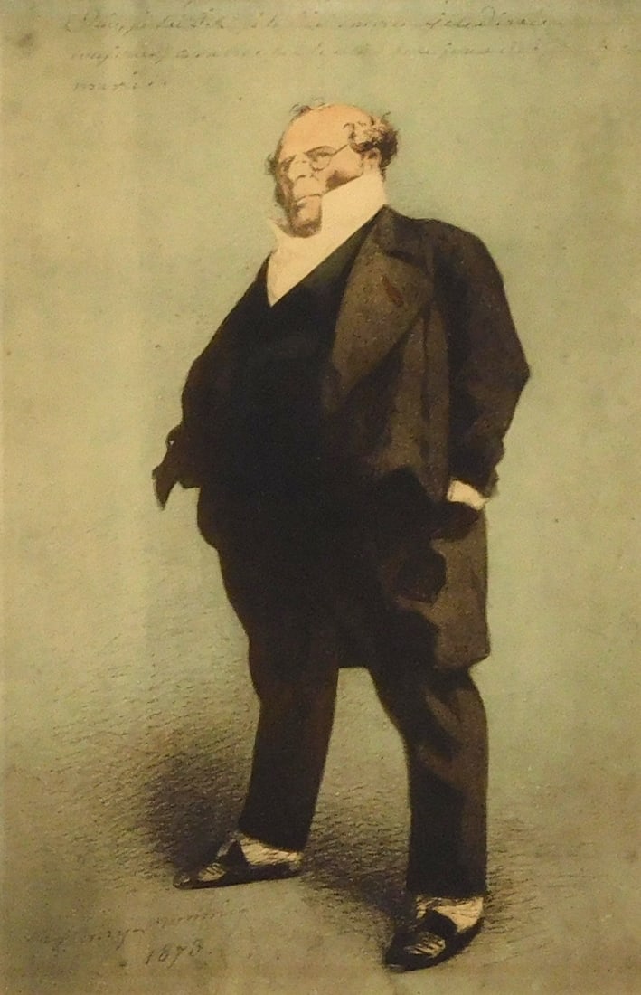 +Henry Bonaventure Monnier (French, 1799–1877), "Homme debout les mains dans les poches" or "M: +Henry Bonaventure Monnier (French, 1799–1877), "Homme debout les mains dans les poches" or "Man standing with hands in pockets", 1873, watercolor on paper, depicting a man (possibly Mr. Prudhom