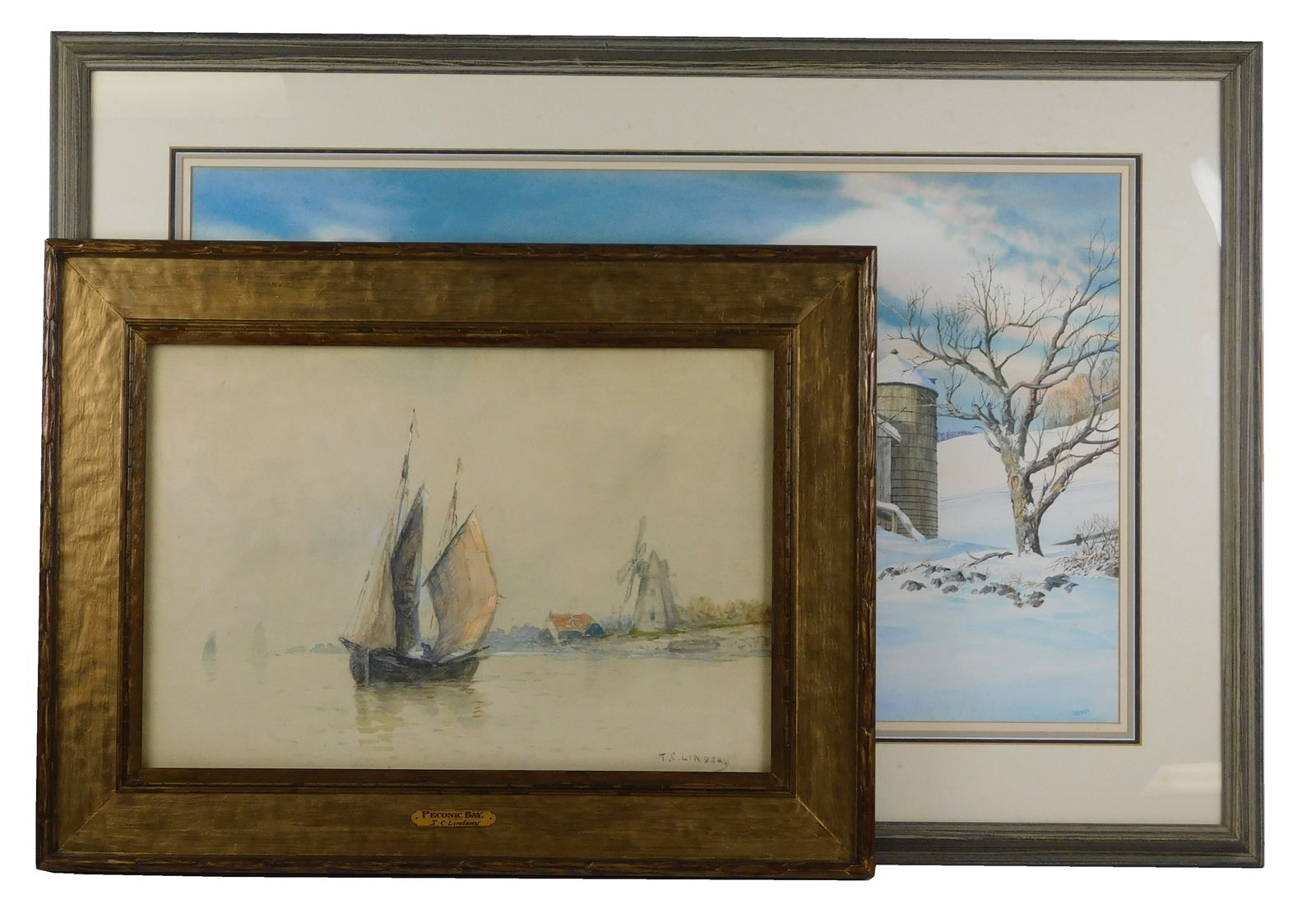 Jack Richard Wemp, Thomas Lindsay, two watercolors, framed behind glass, including: Jack Richard Wem (1 of 8)