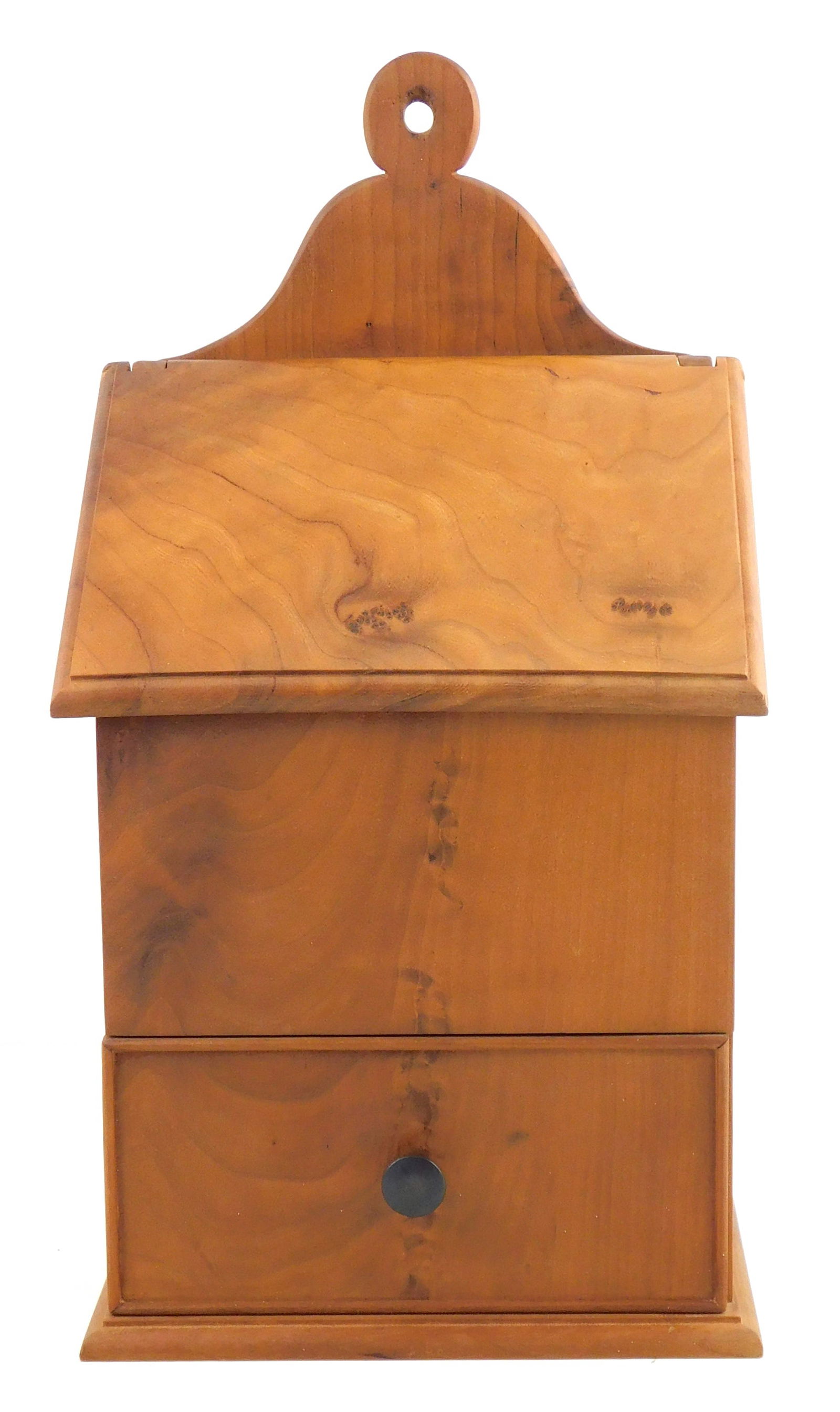 Robert Engvall, Canton, Connecticut, hanging candlebox, cherry, bench-made, carved crest pierced for (1 of 4)