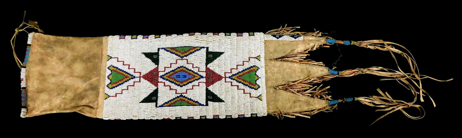 TRIBAL: Lakota (Sioux) beaded pipe bag, Central Plains, late-19th/early-20th C., buckskin bag, with  (1 of 7)