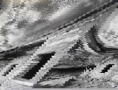 PHOTOGRAPHY: John Sexton (American, b. 1953), "Ceiling House", 1990, silver gelatin print, depicts: PHOTOGRAPHY: John Sexton (American, b. 1953), "Ceiling House", 1990, silver gelatin print, depicts Native American underground dwelling with reflective stone ceiling, pencil signed on mount at lower r
