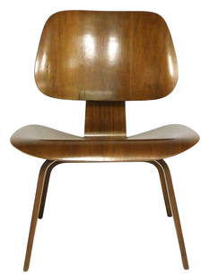 Charles Eames for Herman Miller bentwood "LCW" lounge chair, third generation release (1994 -: Charles Eames for Herman Miller bentwood "LCW" lounge chair, third generation release (1994 - present), bent plywood construction, two oval shock mounts to back, screw pattern of four, two, five, smal