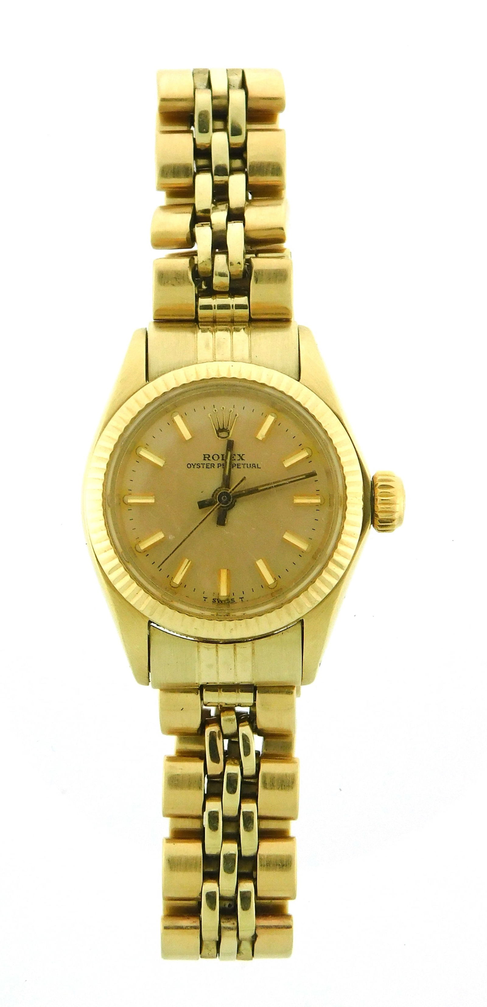 JEWELRY: Lady’s Rolex oyster perpetual wristwatch, circa 1978, stamped 14K, yellow gold, (1 of 5)