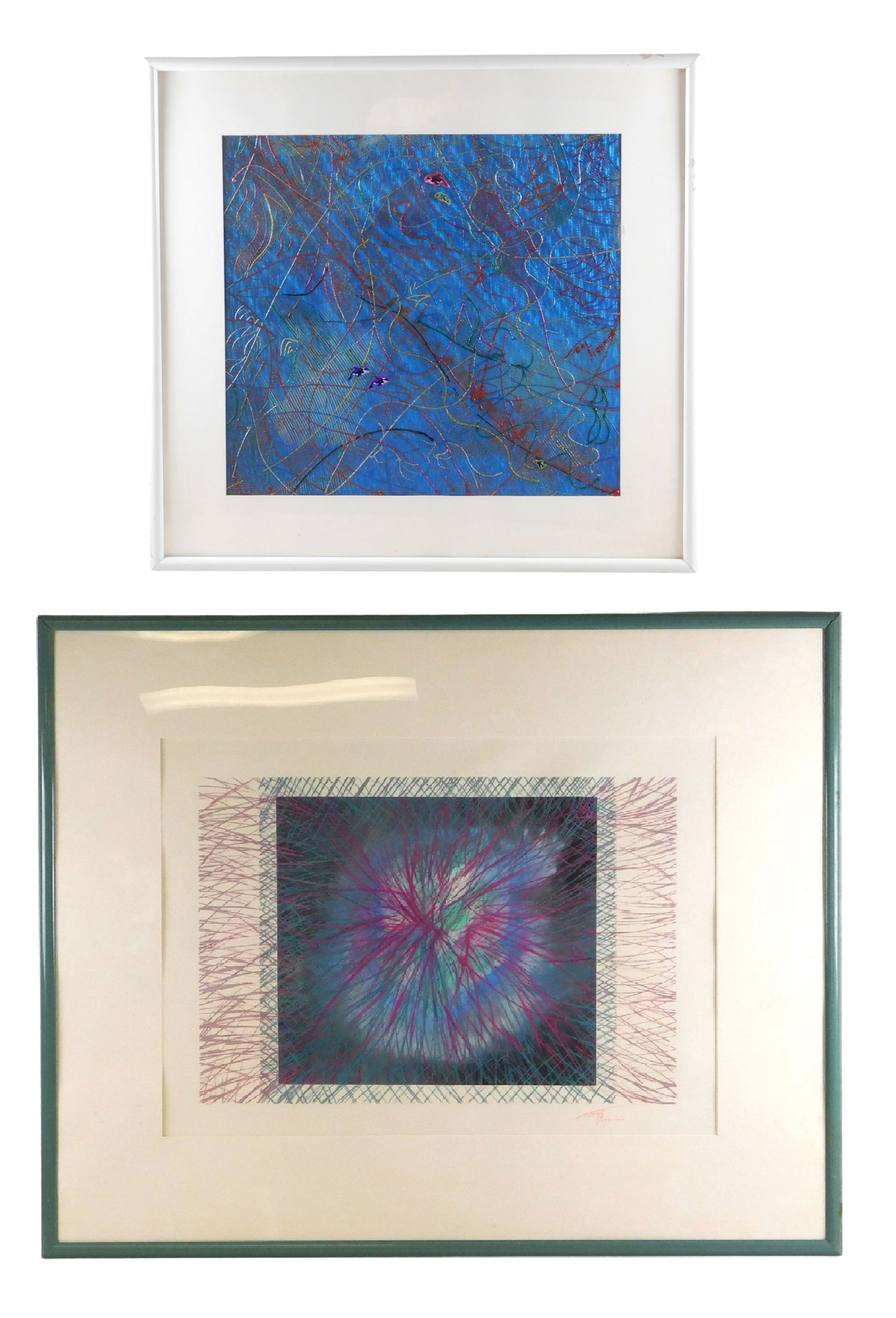 Morton Fishman (American, 1936 - 2018), two framed mix media, including: "Celebration" 20th / 21st (1 of 9)