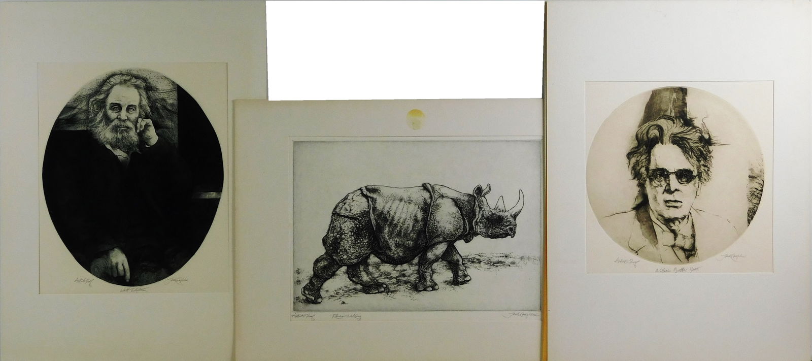 Three Jack Coughlin (Massachusetts, 1931-) matted prints, all artist proofs, including "Rhino (1 of 9)